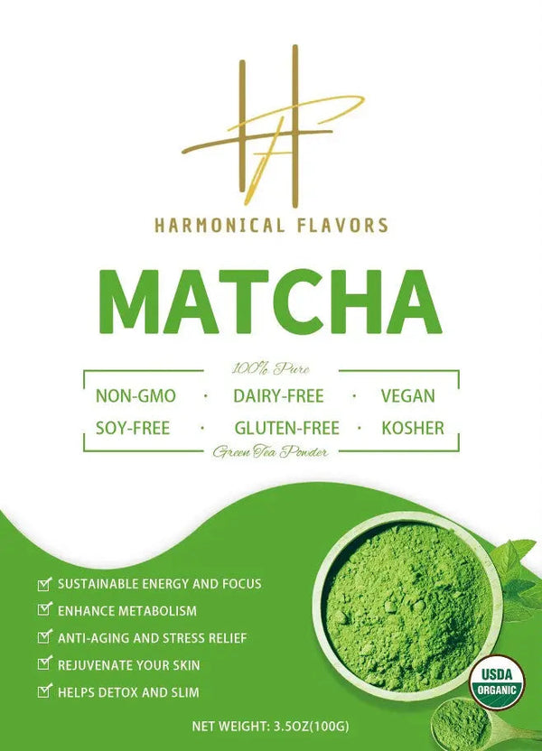 Thé Matcha Bio & Sans Gluten – 100 g | Harmonie des Saveurs & Pureté Naturelle Harmonical Flavors