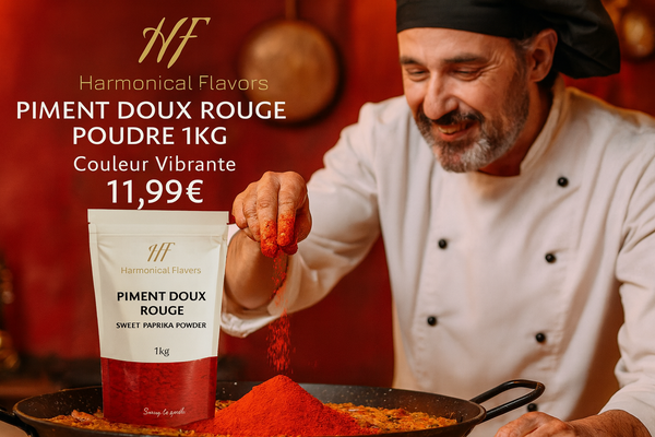 Piment Doux Rouge en Poudre – 1 kg | Couleur Vibrante & Saveur Douce Épicée Harmonical Flavors