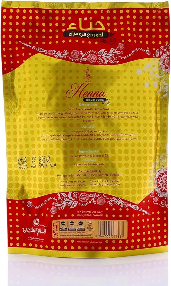 Henné Rouge au Safran – 100g | 100% Naturel Coloration Éclatante & Soin Authentique Harmonical Flavors