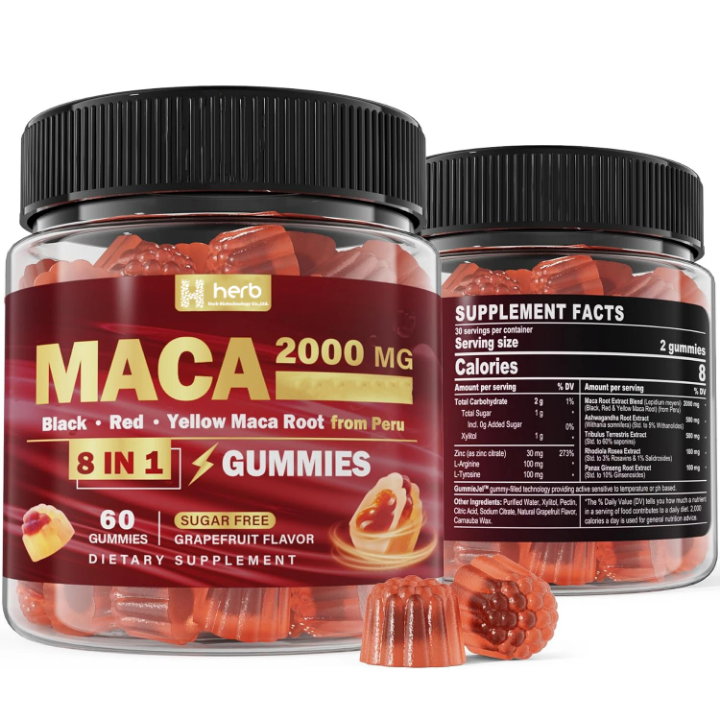 Maca 8-en-1 Gummies Énergie 120 | Force Extra Vitalité Premium