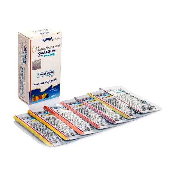 Kamagra Oral Jelly 100mg - Gelée Stimulante Premium | 7 Saveurs Délicieuses Harmonical Flavors