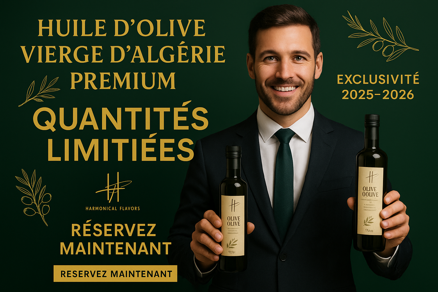 Huile d'Olive Vierge d'Algérie Premium - Exclusivité 2025-2026