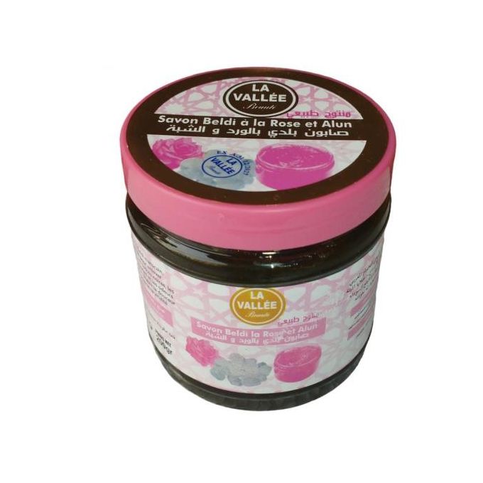 Savon Noir Beldi à la Rose & Alun – 200g | Douceur Naturelle & Propriétés Purifiantes