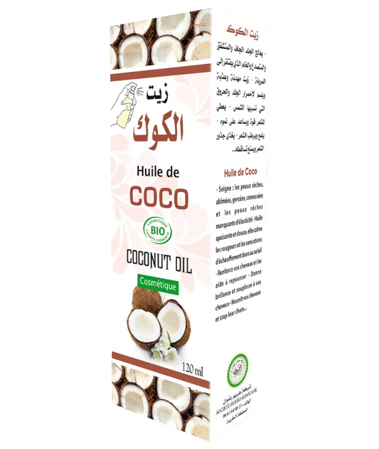 Huile de Coco Bio – 120 ml | Hydratation Intense & Soin Naturel Polyvalent