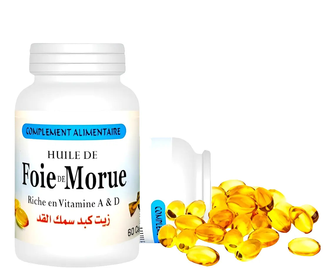 Huile de Foie de Morue – 60 Capsules | Riche en Oméga-3 pour Vitalité & Santé Cardiovasculaire Harmonical Flavors
