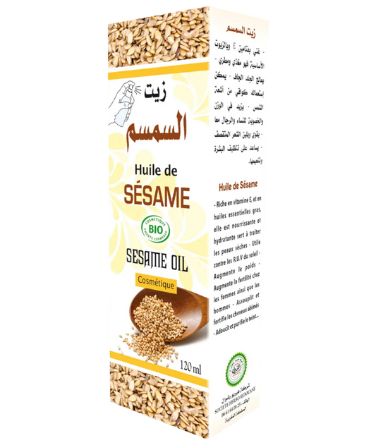 Huile de Sésame Bio – 120 ml | Pure, Naturelle & Riche en Nutriments Essentiels