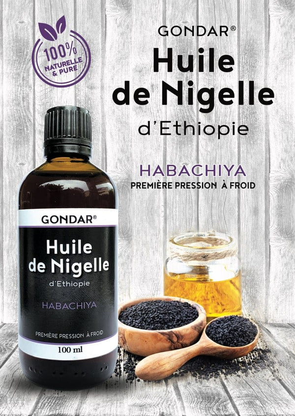 Huile de Nigelle Habachia – 100 ml | Première Pression à Froid, Puissance Pure & Bienfaits Authentiques d’Éthiopie