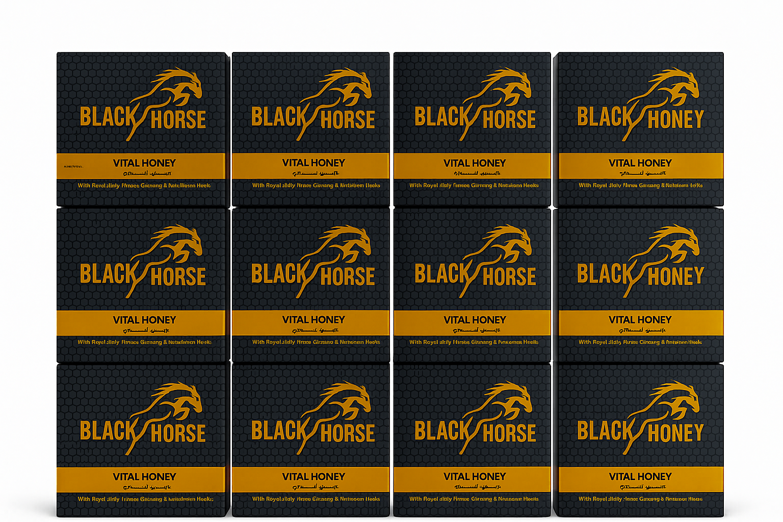 Image générée d'un lot de 12 produits Black Horse Vital Honey